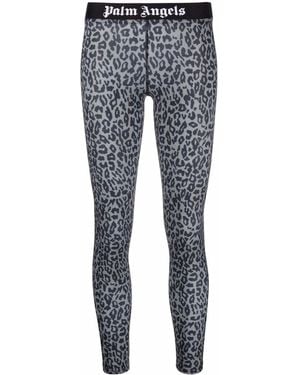 Palm Angels Leopard-Print Leggings - Blue