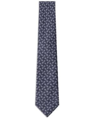 Hackett Natte Circle Dot-Pattern Silk-Blend Tie - Blue
