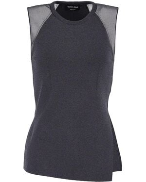 Giorgio Armani Oberteil Mit Semi-Transparenten Ärmeln - Schwarz