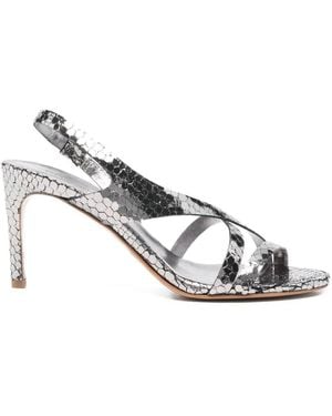 Roberto Del Carlo Cannes Strappy Snakeskin-Effect Sandals - White