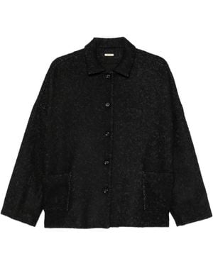 Apuntob Herringbone-Pattern Front-Button Jacket - Black