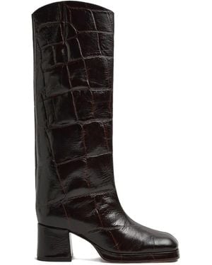 Miista Tundra Crocodile-Effect Boots - Black