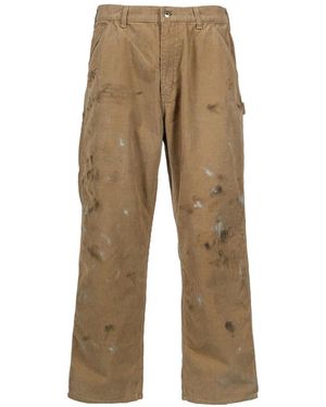 SWJP Pantalon En Velours Côtelé À Effet Taches De Peinture - Neutre