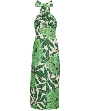 Cara Cara Perla Floral-Print Halterneck Midi Dress - Green