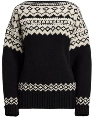 Ralph Lauren Cashmere Jacquard Boatneck Jumper - Black