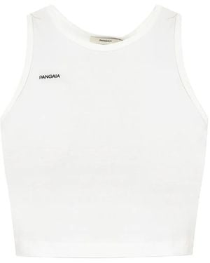 PANGAIA Logo-Print Cropped Top - White