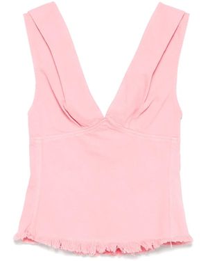 Marques'Almeida Fringed-Hem Top - Pink