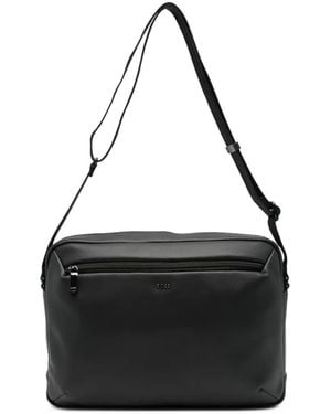 BOSS Logo-Plaque Messenger Bag - Black