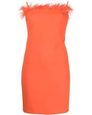 Patrizia Pepe Robe-Bustier Bordée De Plumes À Coupe Courte - Orange