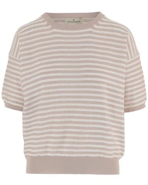 Bruno Manetti Striped-Pattern Crew-Neck Jumper - White