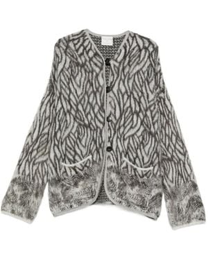 forte_forte Gebürsteter Cardigan Mit Abstraktem Muster - Grau
