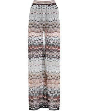 Missoni Wide Chevron Lamé Trousers With Sequins - Grey