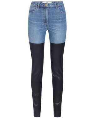 Elisabetta Franchi Cigarette Jeans With Double Texture - Blue