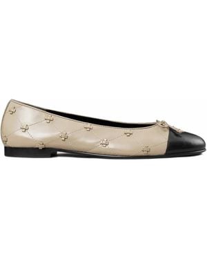 Tory Burch Bunny Knot Cap-Toe Ballet Flat - White