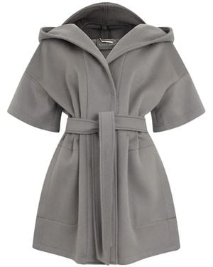 Alberta Ferretti Belted Hooded Jacket - Grey