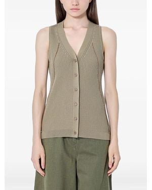 Max Mara Ribbed-Knit Vest - Natural