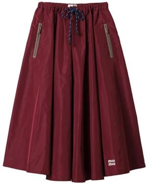 Miu Miu Elasticised-waistband metal-zipper midi skirt - Rot