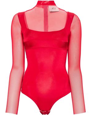 Atu Body Couture セミシアー ボディスーツ - レッド