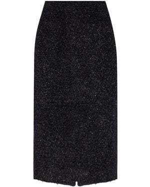 Balenciaga Tweed Midi Skirt - Black