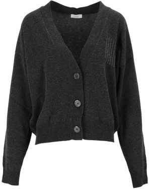 Peserico Bead-Embellished V-Neck Cardigan - Black