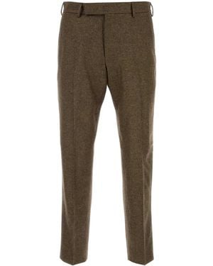 PT Torino Pressed-Crease Tapered Trousers - Brown