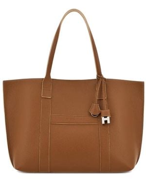 Hogan Hanging Accent Script Tote Bag - Brown