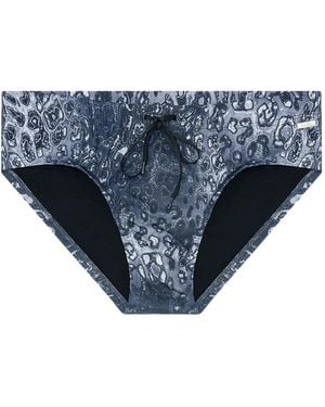 DIESEL Leopard-Print Drawstring Swim Briefs - Blue