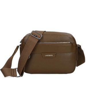 Lacoste Schultertasche Mit Logo-Schild - Braun