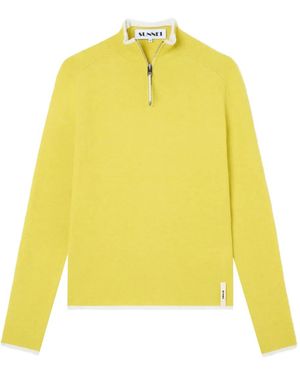 Sunnei Half-Zip Long-Sleeve Top - Yellow
