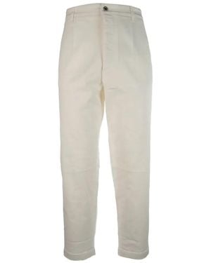 Pence Button-Fastening Buckle-Detail Trousers - White