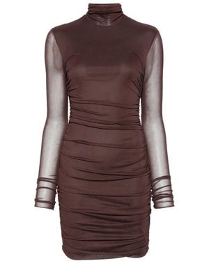 Aniye By Norma Ruched High-Neck Mini Dress - Brown