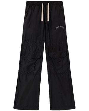 Palm Angels Logo Drawstring Cargo Trousers - Black