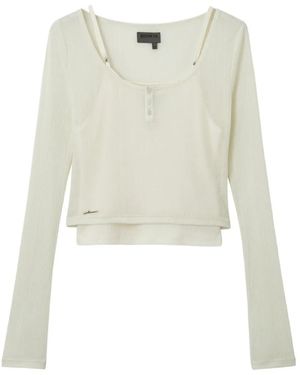 Musium Div. Button Ribbed Top - White