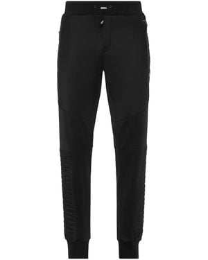 Philipp Plein Biker-Quilted Track Trousers - Black