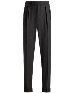 Ralph Lauren Gregory Pleated Flannel Pants - Black