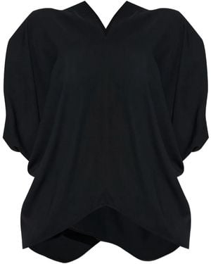 MM6 by Maison Margiela Draped V-Neck Blouse - Black