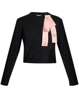 Erdem Bow-Embellishment Cardigan - Black