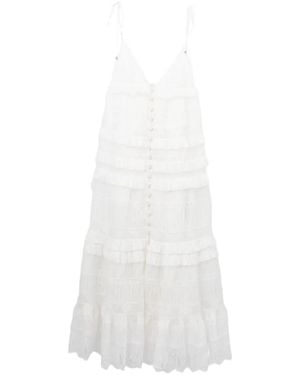 Zimmermann Robe Volantée À Bords En Dentelle - White