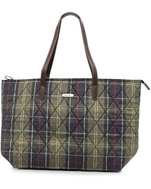 Barbour Wetherham Gewatteerde Shopper Met Tartan Ruit - Zwart