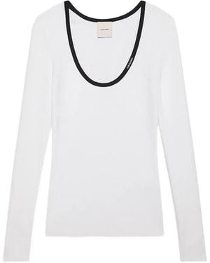 Calvin Klein Ribbed Trim Top - White