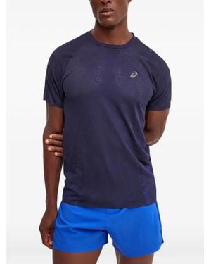 Asics Perforated-Detail Raglan-Sleeve T-Shirt - Blue