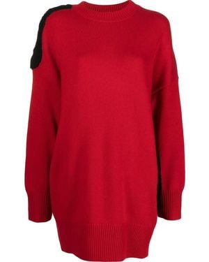 Krizia Cut-Out Detail Virgin Wool-Cashmere Jumper - Red
