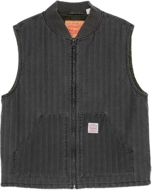 Levi's ストライプ ジップベスト - ブラック