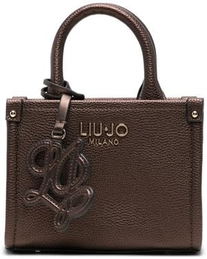 Liu Jo Logo-Plaque Pebbled Tote Bag - Brown