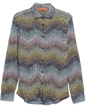 Missoni Zigzag-Knit Sequin-Embellished Shirt - Gray