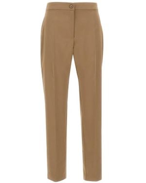 Elena Miro Pressed-Crease Pants - Natural