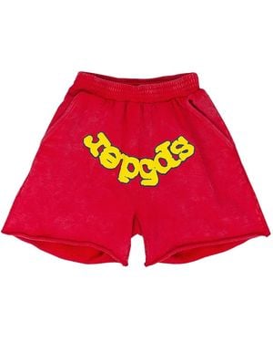 Sp5der Logo-Print Track Shorts - Red