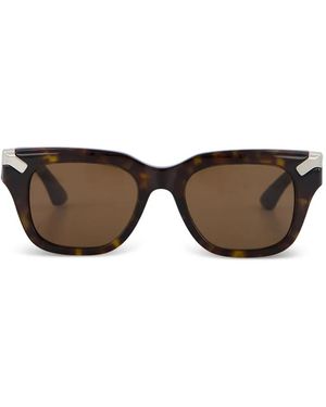 McQueen Punk Rivet Square-Frame Sunglasses - Brown