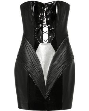 MITILIANE COUTURE Leather Lace-Up Mini Dress - Black