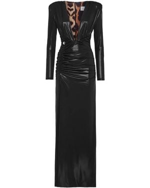 Philipp Plein Ruched Lamé-Effect Maxi Dress - Black